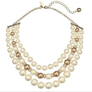 NWT ♠️ Kate Spade Triple Row Pearl Necklace